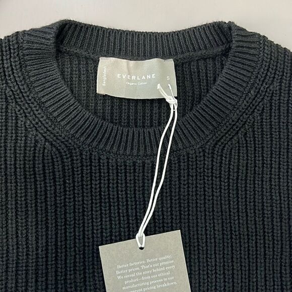 NWT Everlane The Organic Cotton Slim Crew Sweater in Black Size S - Picture 4 of 13
